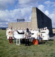   The Beatles perform 'I Am The Walrus' for the film Magical Mystery Tour.  West Malling Air Station, Kent, England. 20th September 1967.   Images may be editorially reproduced only in conjunction with the 2012 DVD & Blu-ray / digital release of Magical Mystery Tour. Please credit © Apple Films Ltd. Promotional and review purposes only.